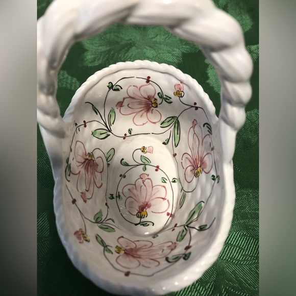 Vintage Anfora Agueda lattice weaved basket. Hand painted. Numbered. Exc Cond - Picture 3 of 8